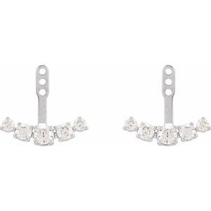 14K Yellow or White Gold 1CTW Lab-Grown Diamond Curved Bar Earring Jackets