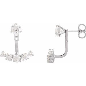 14K Yellow or White Gold 1CTW Lab-Grown Diamond Curved Bar Earring Jackets