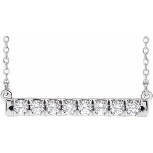 14K White, Yellow Gold 0.5 CTW Lab-Grown Diamond French-Set Bar 45cm Necklace