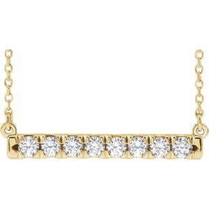 14K White, Yellow Gold 0.5 CTW Lab-Grown Diamond French-Set Bar 45cm Necklace