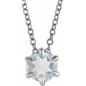 4 mm Natural Blue Moonstone Solitaire 40-45cm Necklace