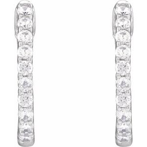 14K Rose, White, or Yellow Gold 0.5CTW Lab-Grown Diamond Inside-Outside Hinged 14.5 mm Hoop Earrings