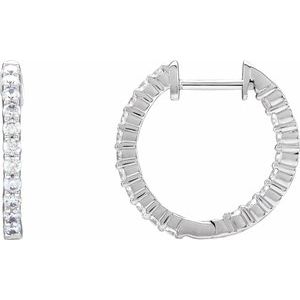 14K Yellow, Rose, or White Gold 0.75CTW Lab-Grown Diamond Inside-Outside Hinged 17.2 mm Hoop Earrings