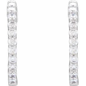 14K Yellow, Rose, or White Gold 0.75CTW Lab-Grown Diamond Inside-Outside Hinged 17.2 mm Hoop Earrings