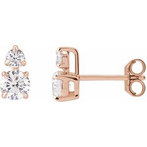 14K Yellow or Rose Gold 1CTW Lab-Grown Diamond Earrings