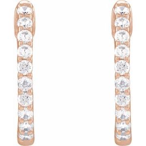 14K Rose, White, or Yellow Gold 0.5CTW Lab-Grown Diamond Inside-Outside Hinged 14.5 mm Hoop Earrings