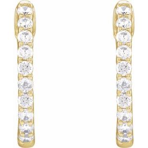 14K Rose, Yellow, or White Gold 0.5CTW Natural Diamond Inside-Outside Hinged 14.5 mm Hoop Earrings