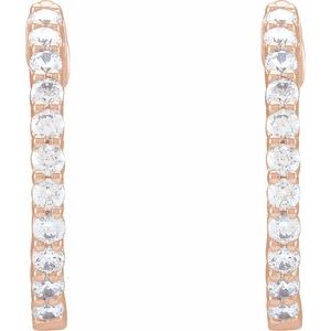 14K Yellow, Rose, or White Gold 0.75CTW Lab-Grown Diamond Inside-Outside Hinged 17.2 mm Hoop Earrings