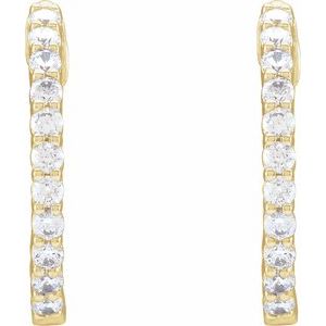 14K Yellow, Rose, or White Gold 0.75CTW Lab-Grown Diamond Inside-Outside Hinged 17.2 mm Hoop Earrings