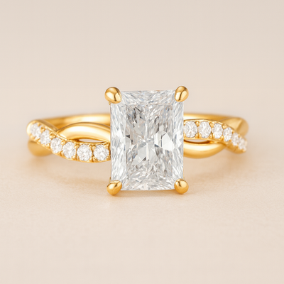 Radiant cut Twist Lab Grown Diamond Engagement Ring - Isabella