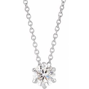 14K Yellow, White Gold 0.5 CT Lab-Grown Diamond Solitaire 40-45cm Necklace