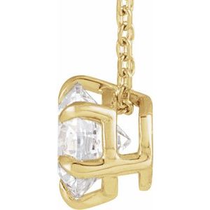 14K White, Yellow Gold 1 CT Lab-Grown Diamond Solitaire 40-45cm Necklace