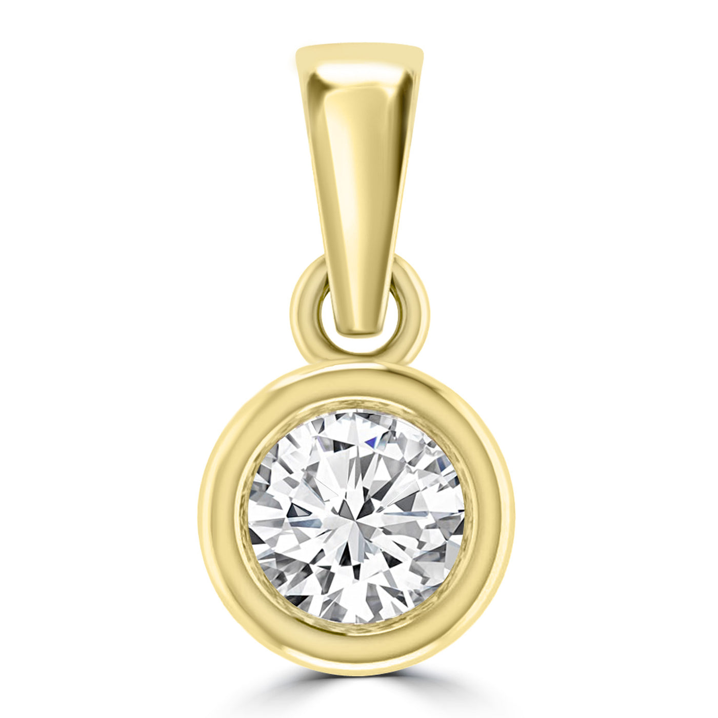 14K Yellow Gold Lab Grown Diamond Pendant, Bezel-Set Round