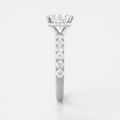 The Josephine Ring - Hidden Halo and Large Pave Band - Lab Grown Diamond