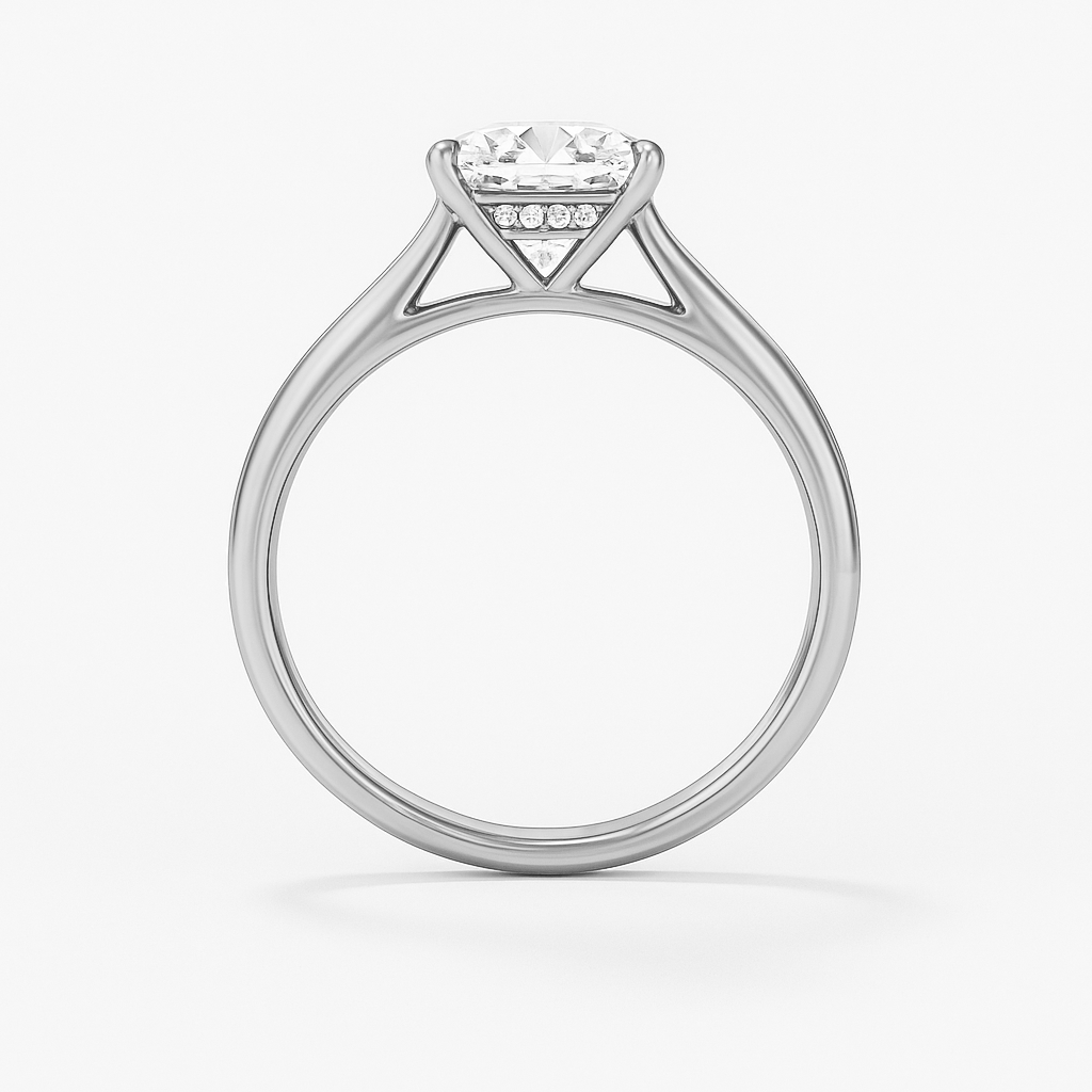 The Brescia Ring - Hidden Halo Cathedral Radiant Solitaire