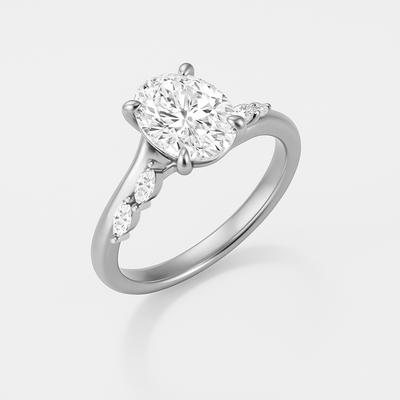 The Melanie Ring - Oval Diamond with Marquise Accents