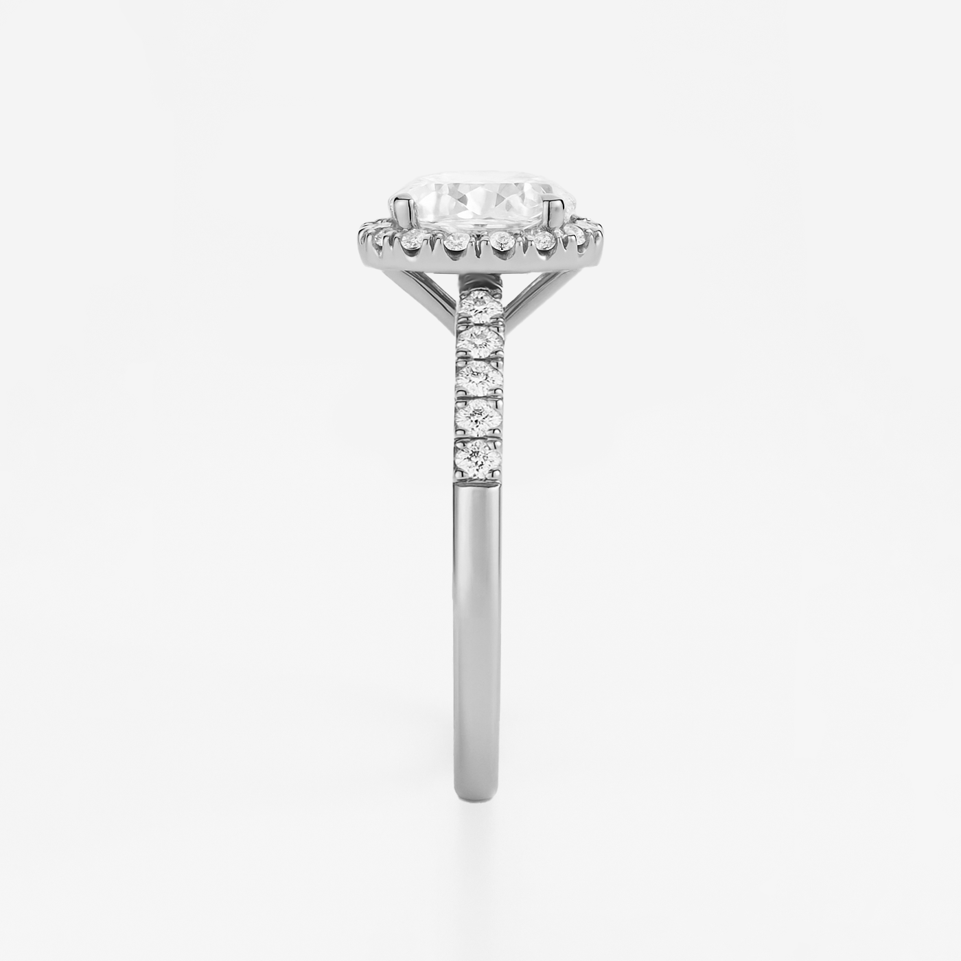 The Rosalie Ring – Oval Diamond Engagement Ring with Halo and Pave Band