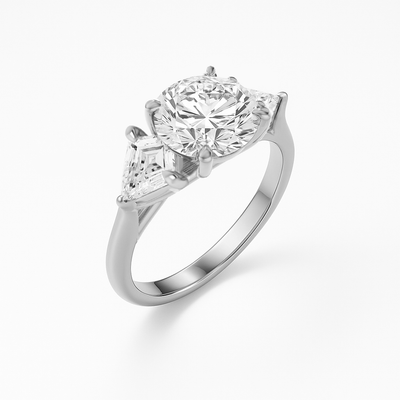 The Alice Ring - Trilogy with Kite Side Stones - Lab Grown Diamond