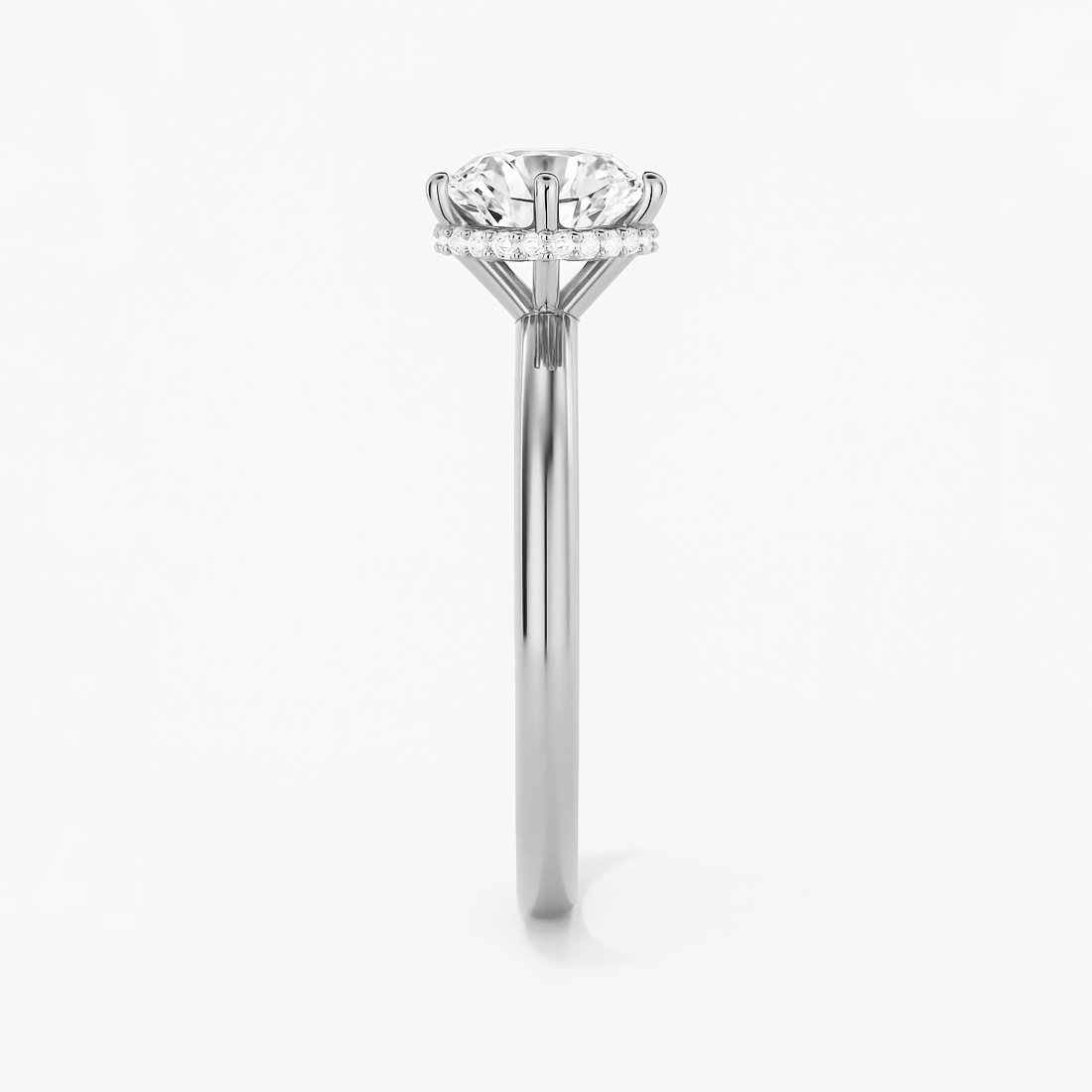 The Phoebe Ring - Hidden Halo 6-Claw Round Solitaire