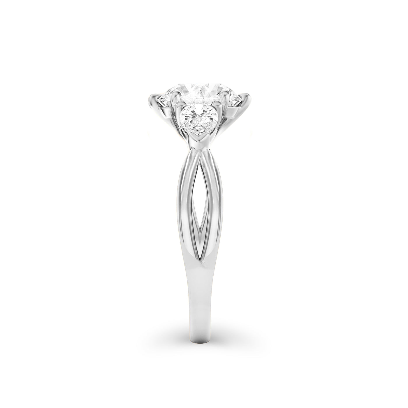 The Rebecca Ring - Oval Trilogy with Pear Side Stones