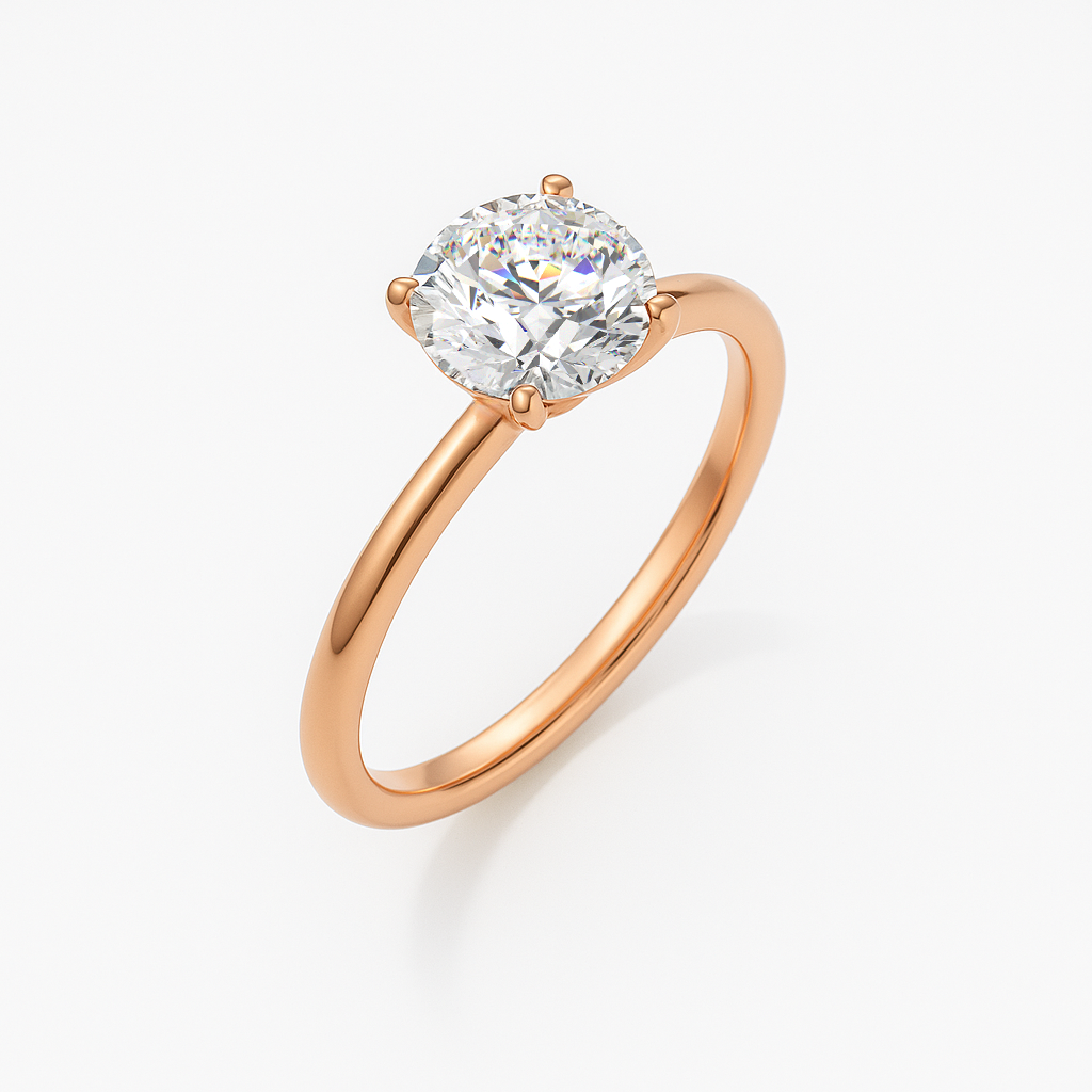 The Venice Ring - Low Set Round Solitaire - Lab Grown Diamond