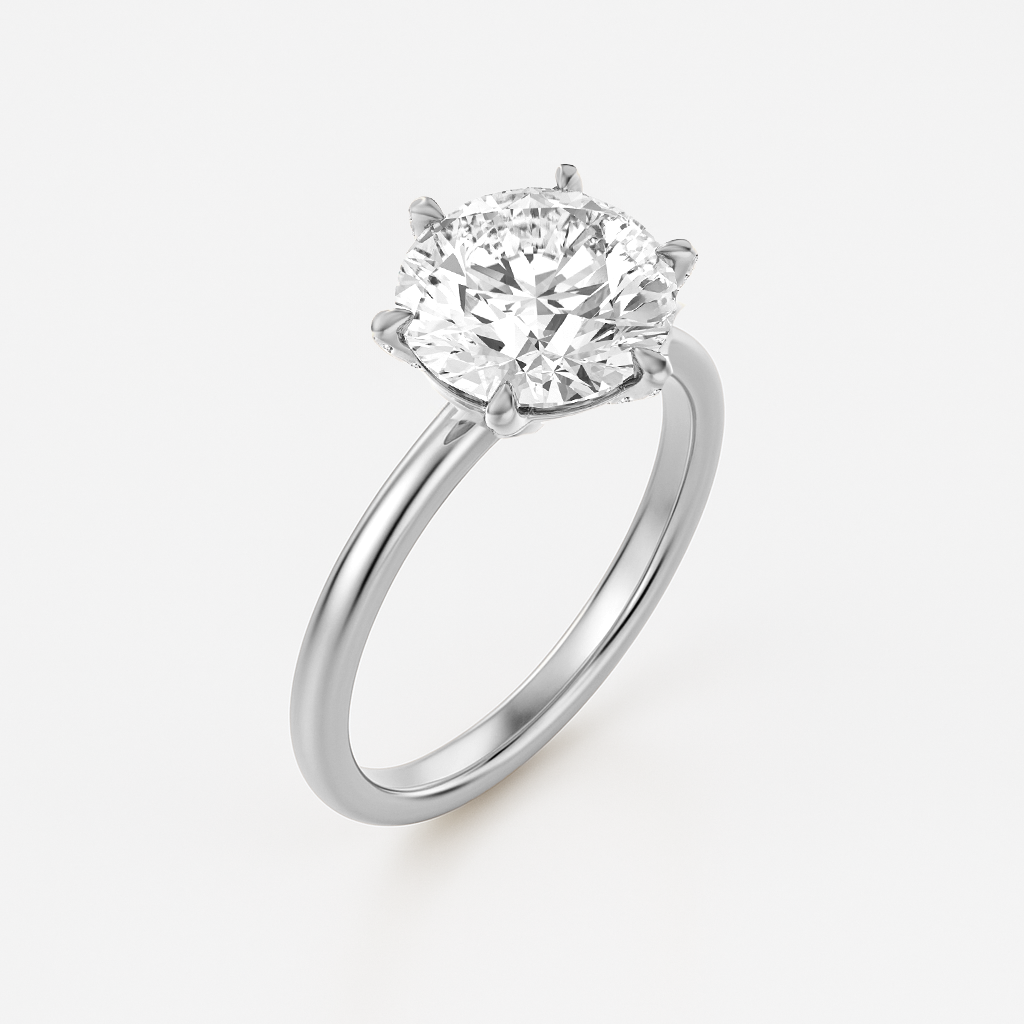 Round Lab Grown Diamond Engagement Ring With Pave Prongs - Ravenna