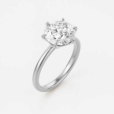 Round Lab Grown Diamond Engagement Ring With Pave Prongs - Ravenna