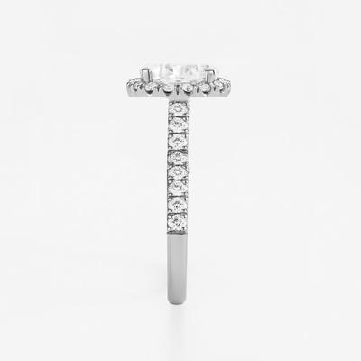 The Juliana Ring – Diamond Halo Solitaire with Pavé Shoulders
