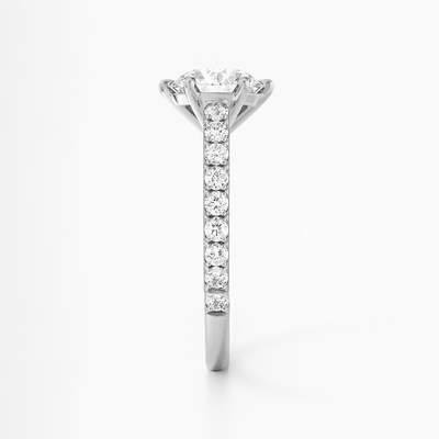 The Amelia Ring - Lab Grown Diamond with Pave Cathedral Setting