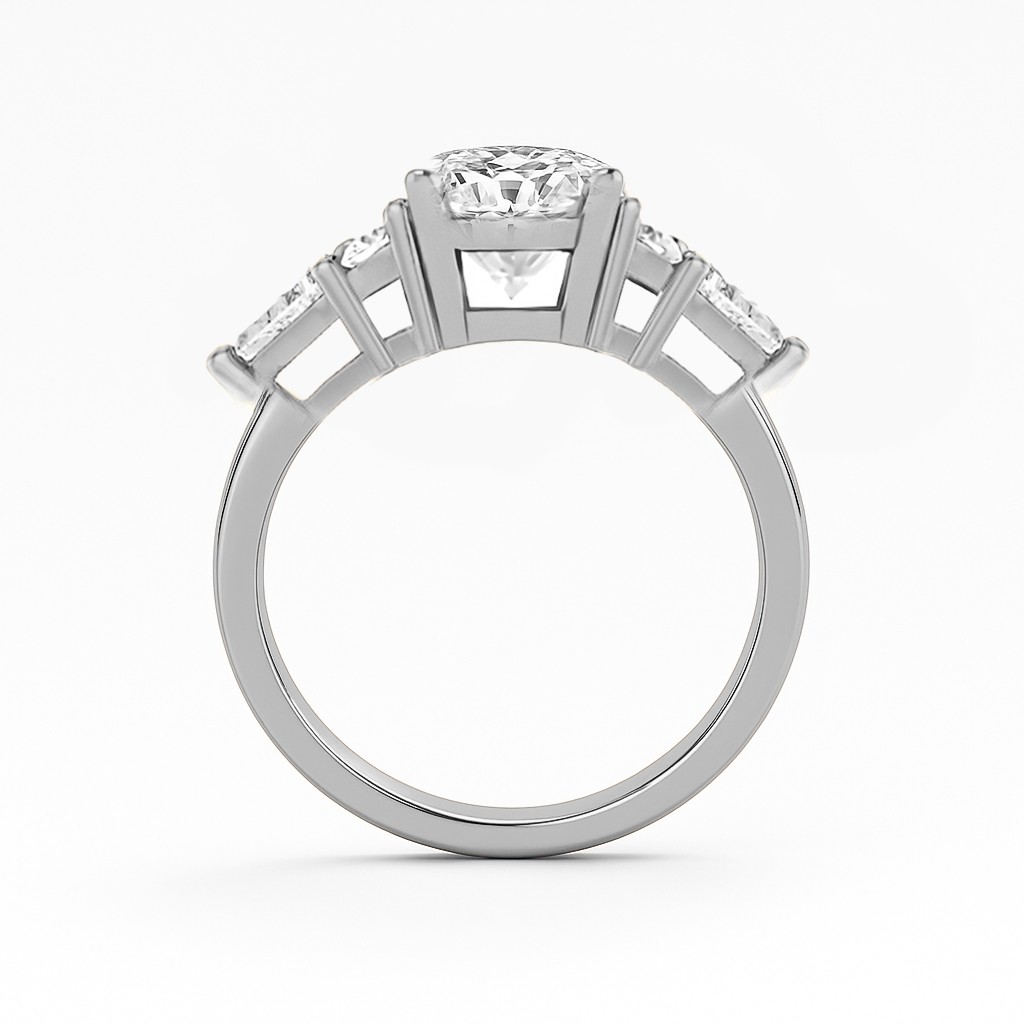 The Maya Ring - Lab Grown Diamond with Side Stones