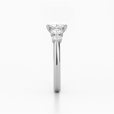 The Valerie Ring - Oval Cut Diamond with Side Stones