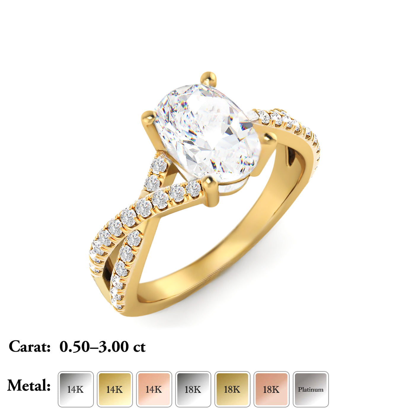 Oval Twist Lab Grown Diamond Engagement Ring - Valence