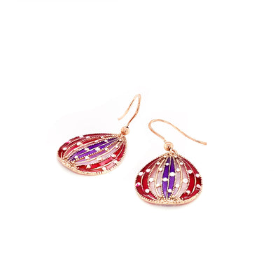 IL Diletto - Silver Balloon Earrings, Fuchsia and Purple Enamel, DC, Rose Gold Plated