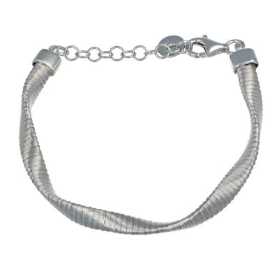 IL Diletto - 925 Italian Silver Spiral Bracelet, 5mm Twist, 16+3cm, Rhodium Plated