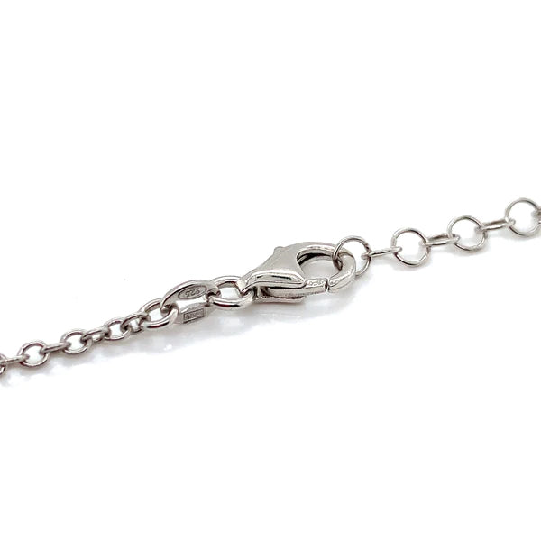 IL Diletto - 925 Italian Silver Necklace, Connecting Rings, Molten Finish, White CZ, 42+5cm, Rhodium Plated