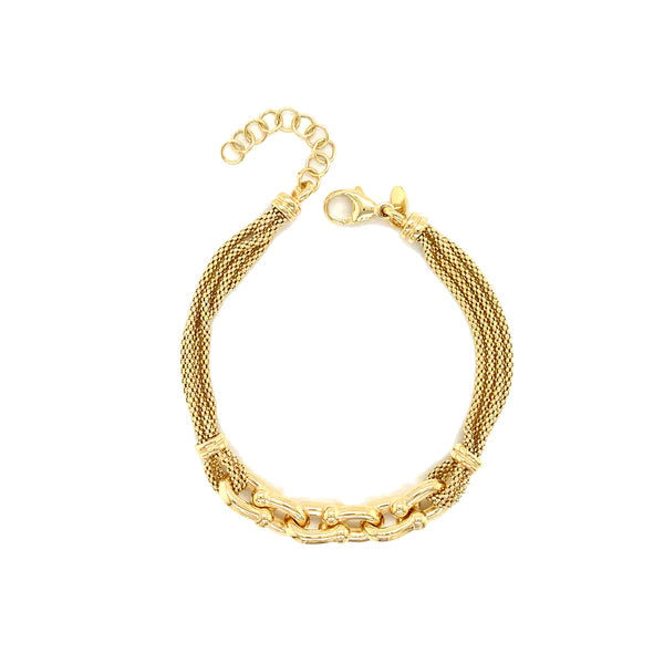 IL Diletto - Silver Bracelet, Popcorn Chain Links, Yellow Gold Plated