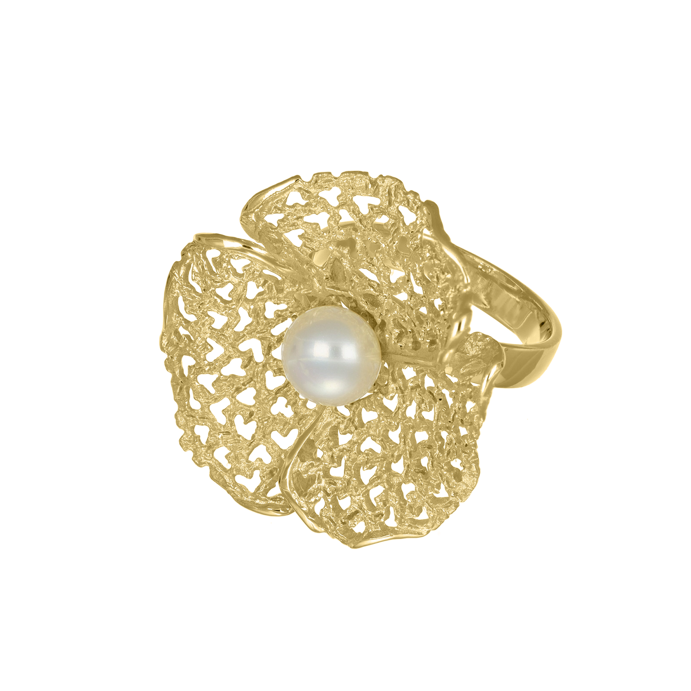 IL Diletto - Silver Flower Stardust Ring, Gold Plated