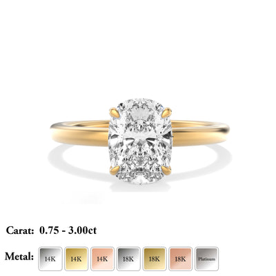 The Siena Ring - Cushion Lab Grown Diamond With Hidden Halo