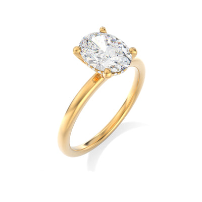 The Siena Ring - Oval Solitaire with Hidden Halo