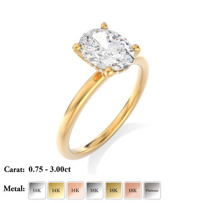 The Siena Ring - Oval Solitaire with Hidden Halo