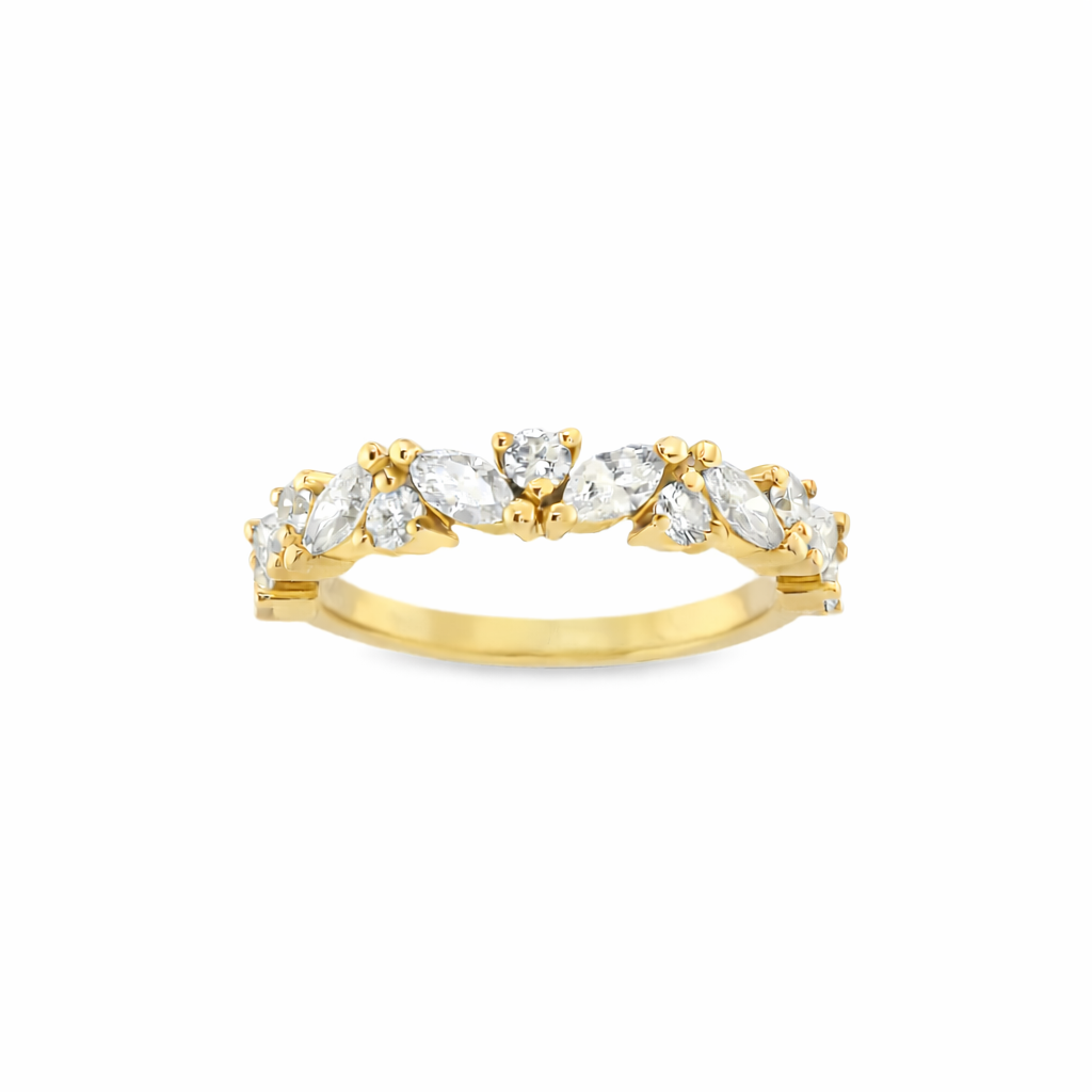 Sena alternating marquise and round diamond wedding band