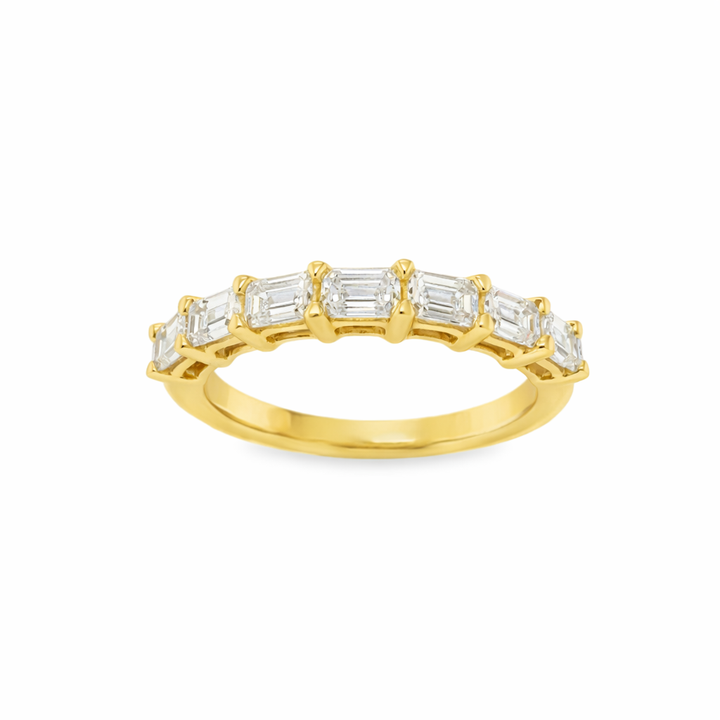Nori east-west emerald-cut diamond wedding band