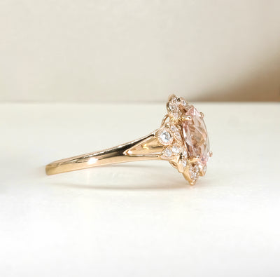 14K Rose Gold Morganite & Diamond Ring