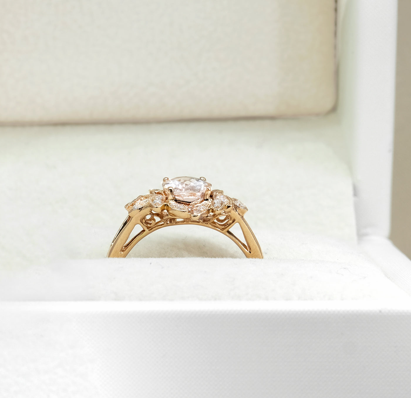 14K Rose Gold Morganite & Diamond Ring