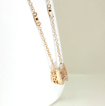 14K Rose Gold Morganite & Diamond Pendant