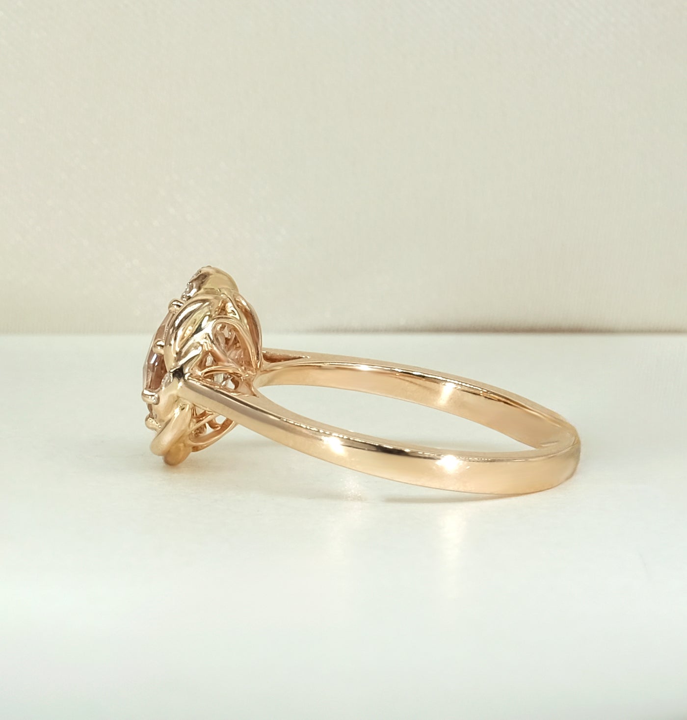 14K Rose Gold Morganite & Diamond Ring