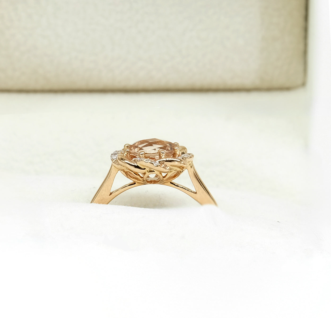 14K Rose Gold Morganite & Diamond Ring