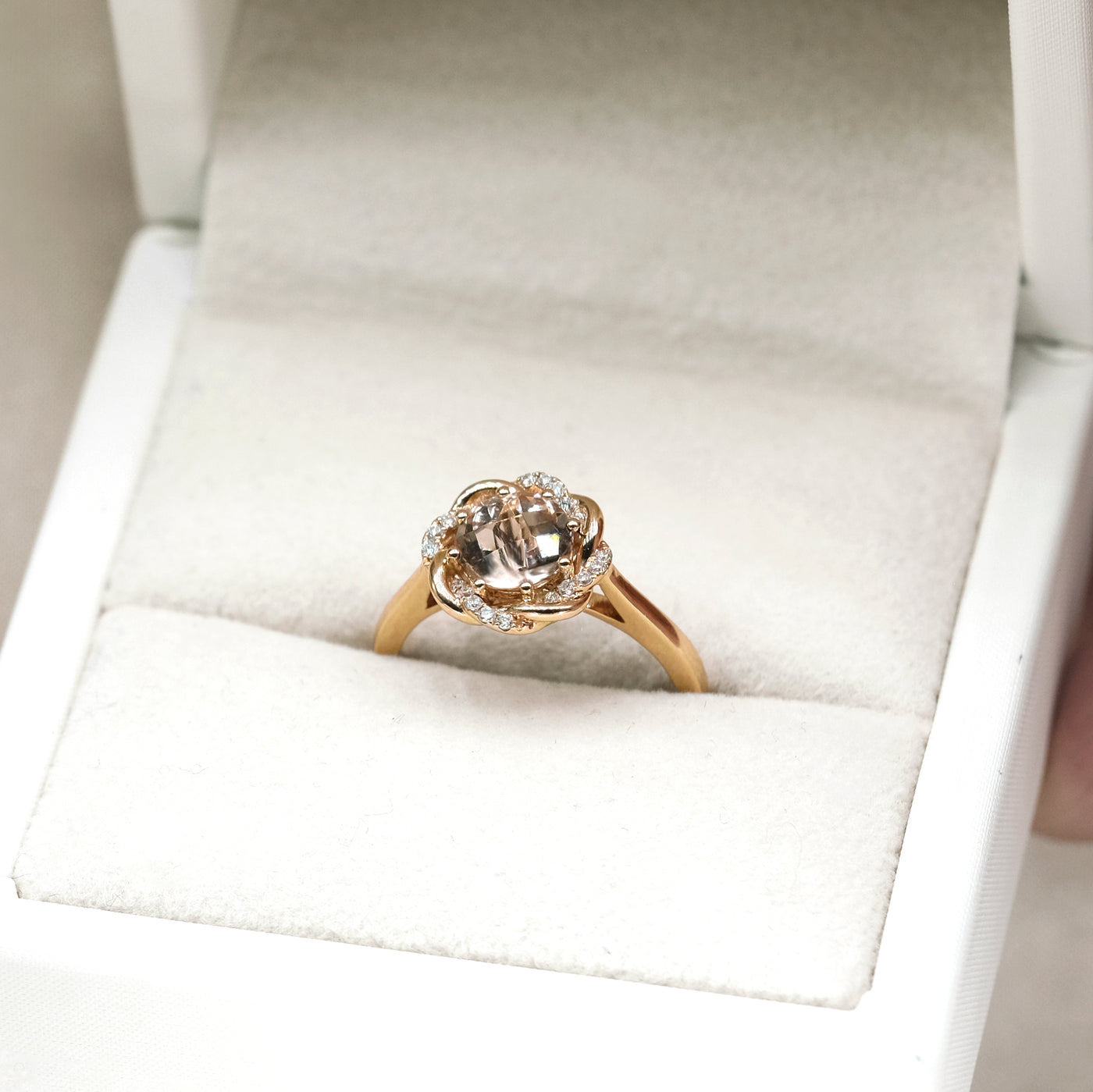 14K Rose Gold Morganite & Diamond Ring