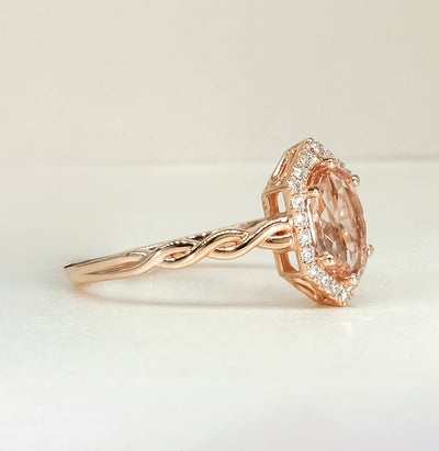 14K Rose Gold Morganite & Diamond Ring