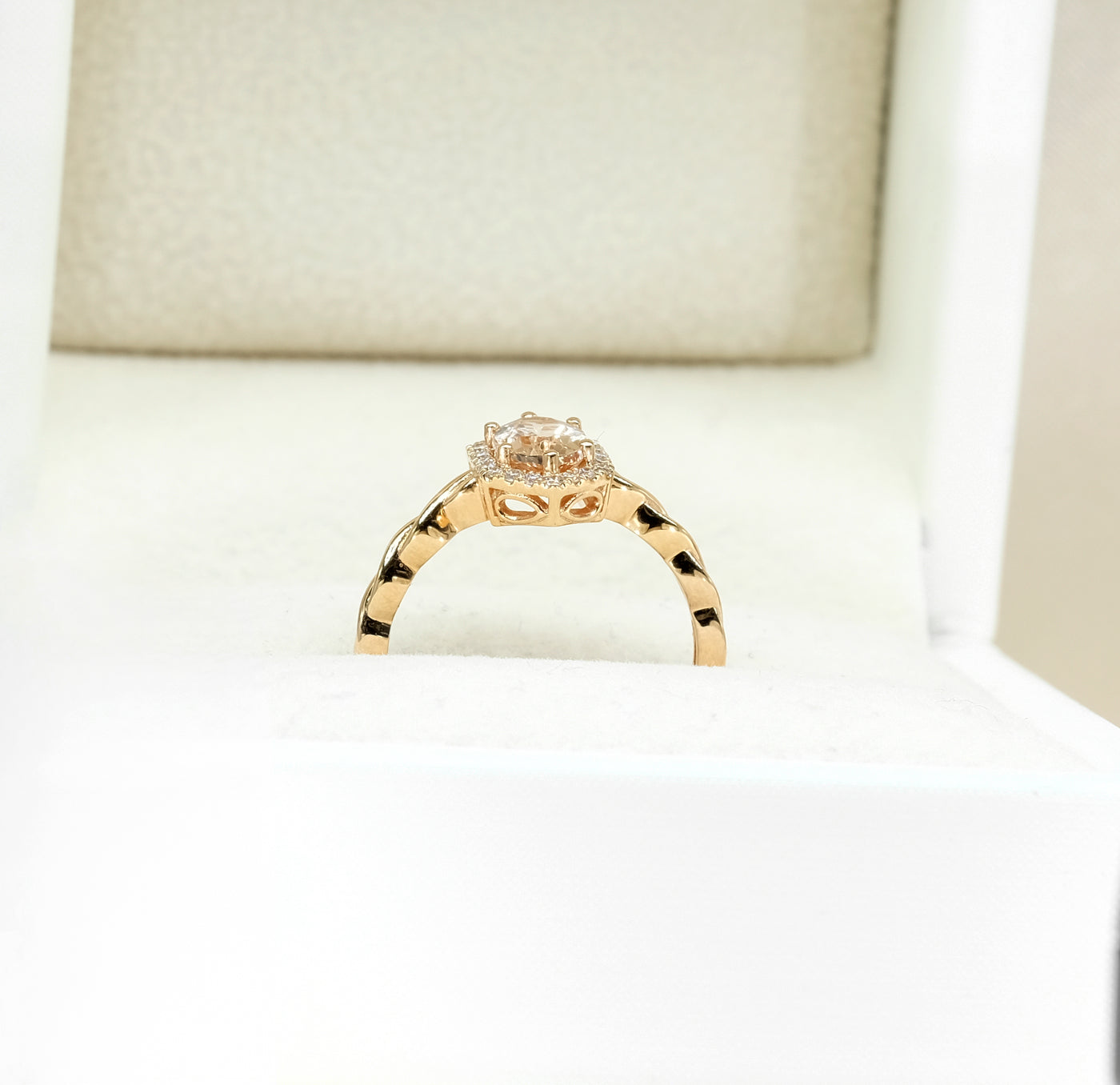 14K Rose Gold Morganite & Diamond Ring